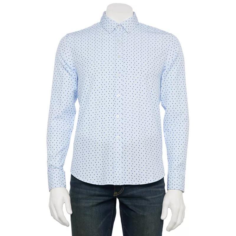 Men's Thomas Sterling Long Sleeve Button Down Shirt, Size: Medium, Blue Print Product Image