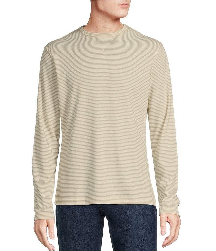 Cremieux Blue Label Long Sleeve Double Knit Stripe Crew Neck T-Shirt Product Image