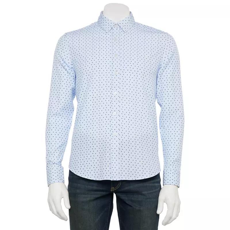 Men's Thomas Sterling Long Sleeve Button Down Shirt, Size: Medium, Blue Print Product Image