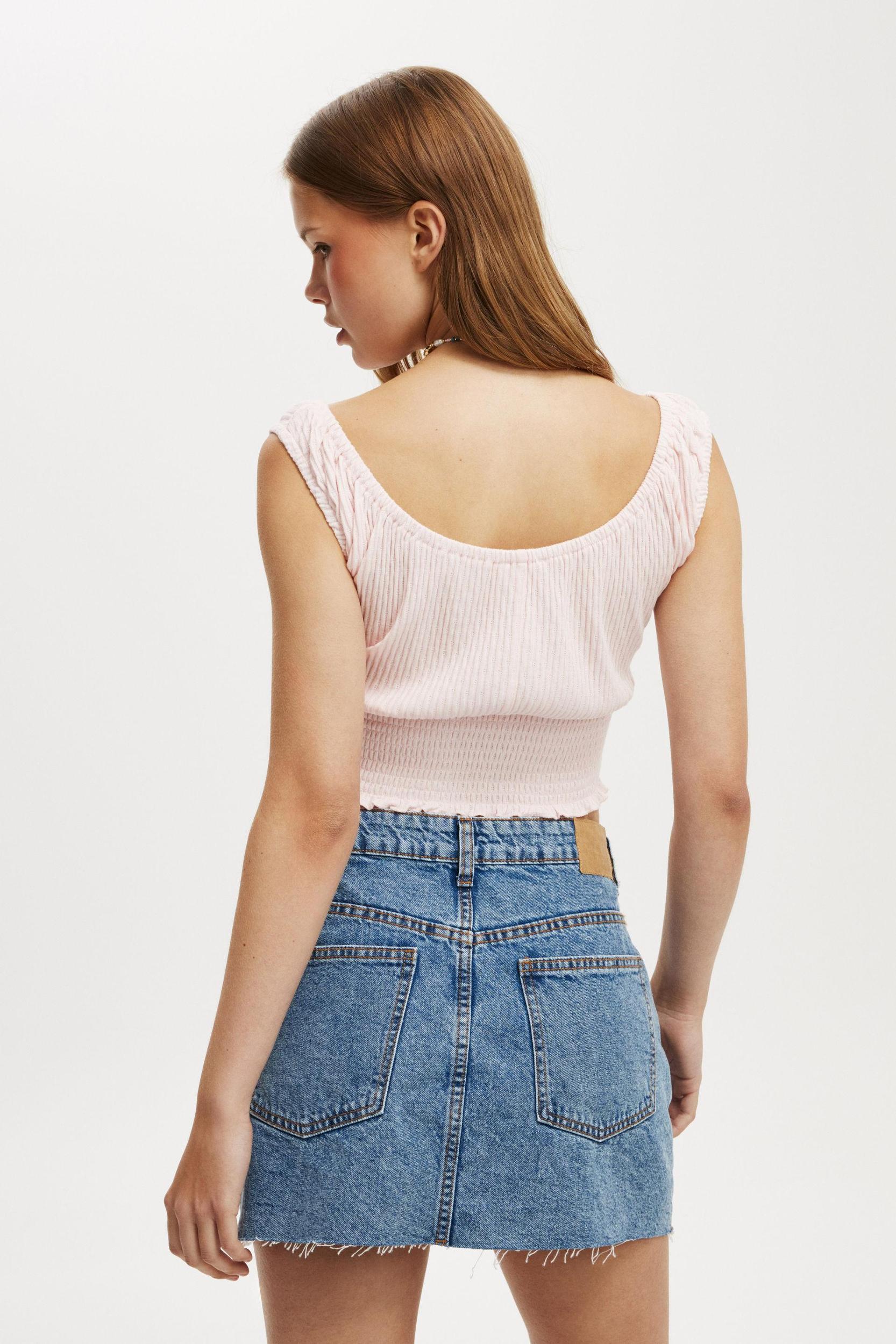 Cotton On Women - Chloe Shirred Short Sleeve Top - Flossy pink Product Image