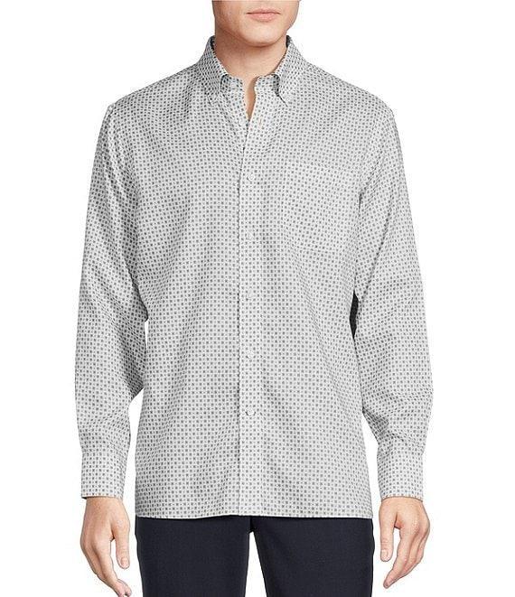 Daniel Cremieux Signature Label Non-Iron Oxford Medallion Print Long Sleeve Woven Shirt Product Image