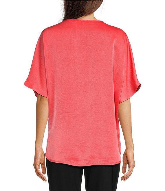 DKNY by Donna Karan Woven V-Neck Short Sleeve Blouse Product Image