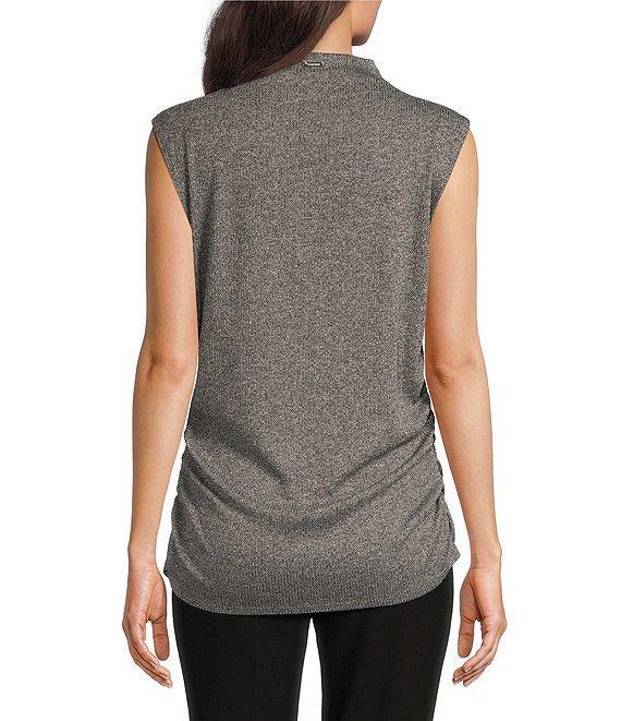 Calvin Klein Mock Neck Sleeveless Ruched Top Product Image