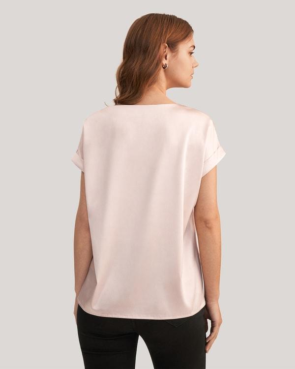 Short Sleeves Round Neck Silk Tee Product Image