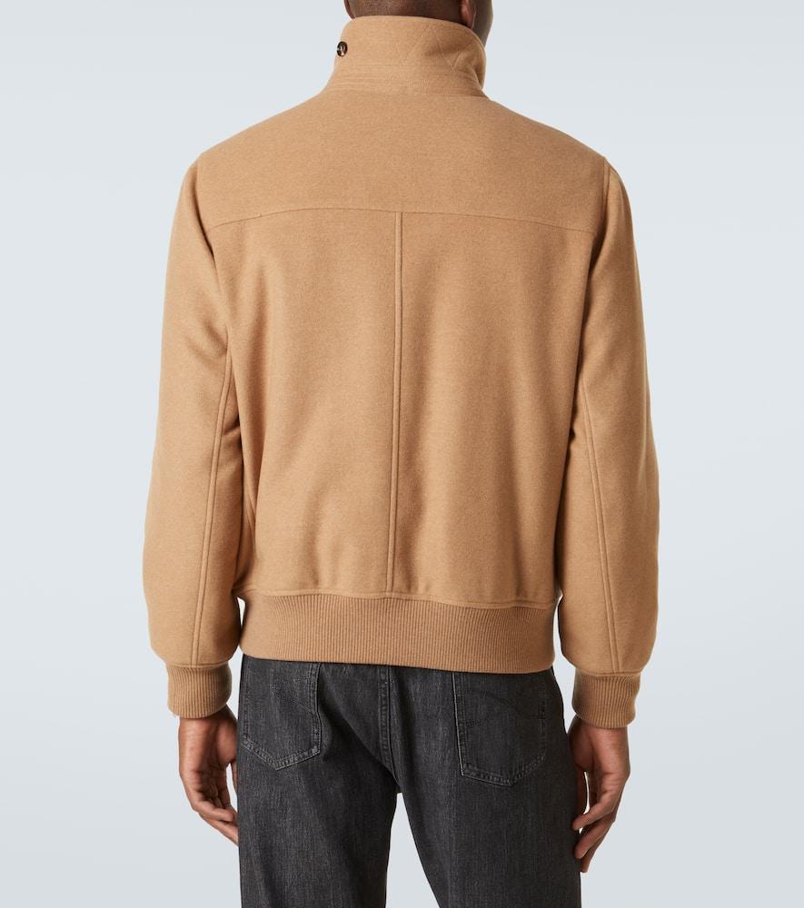 BRUNELLO CUCINELLI Shearling-trimmed Cashmere Jacket In Brown Product Image
