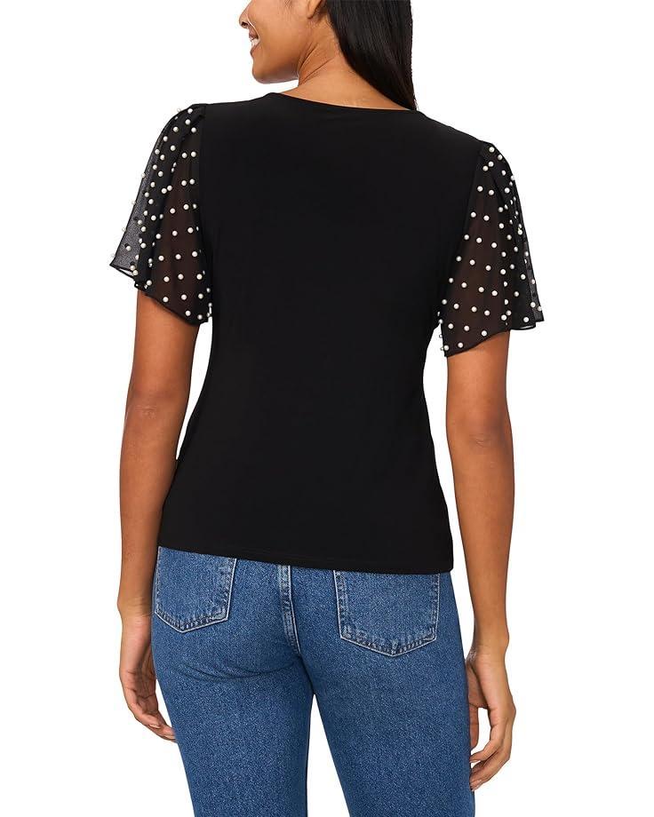 Polka Dot Balloon Short Sleeve Crew Neck Top Product Image