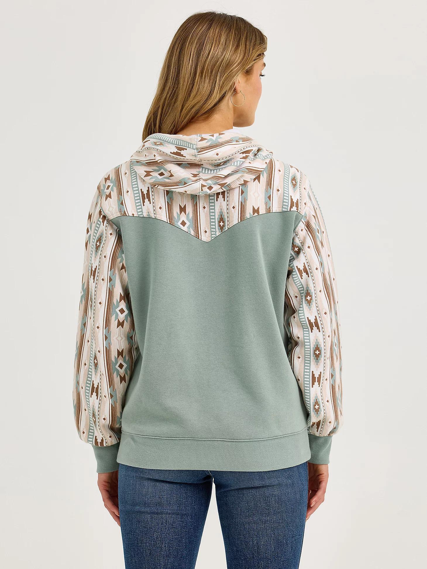 Women's Wrangler Logo Southwestern Yoke Pullover Hoodie | Women's TOPS | Wrangler® Product Image
