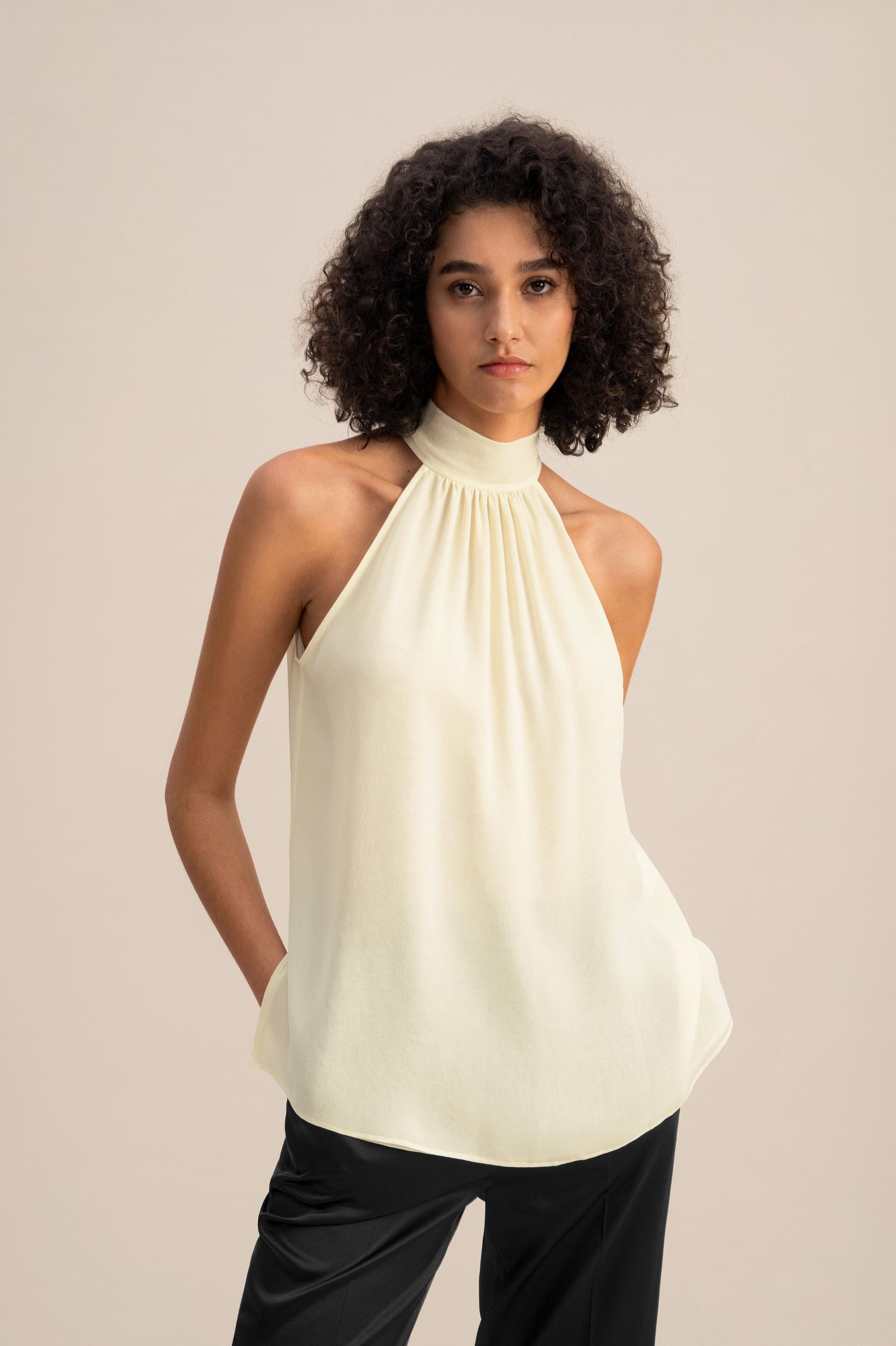 Silk Georgette Halter Neck Top Product Image