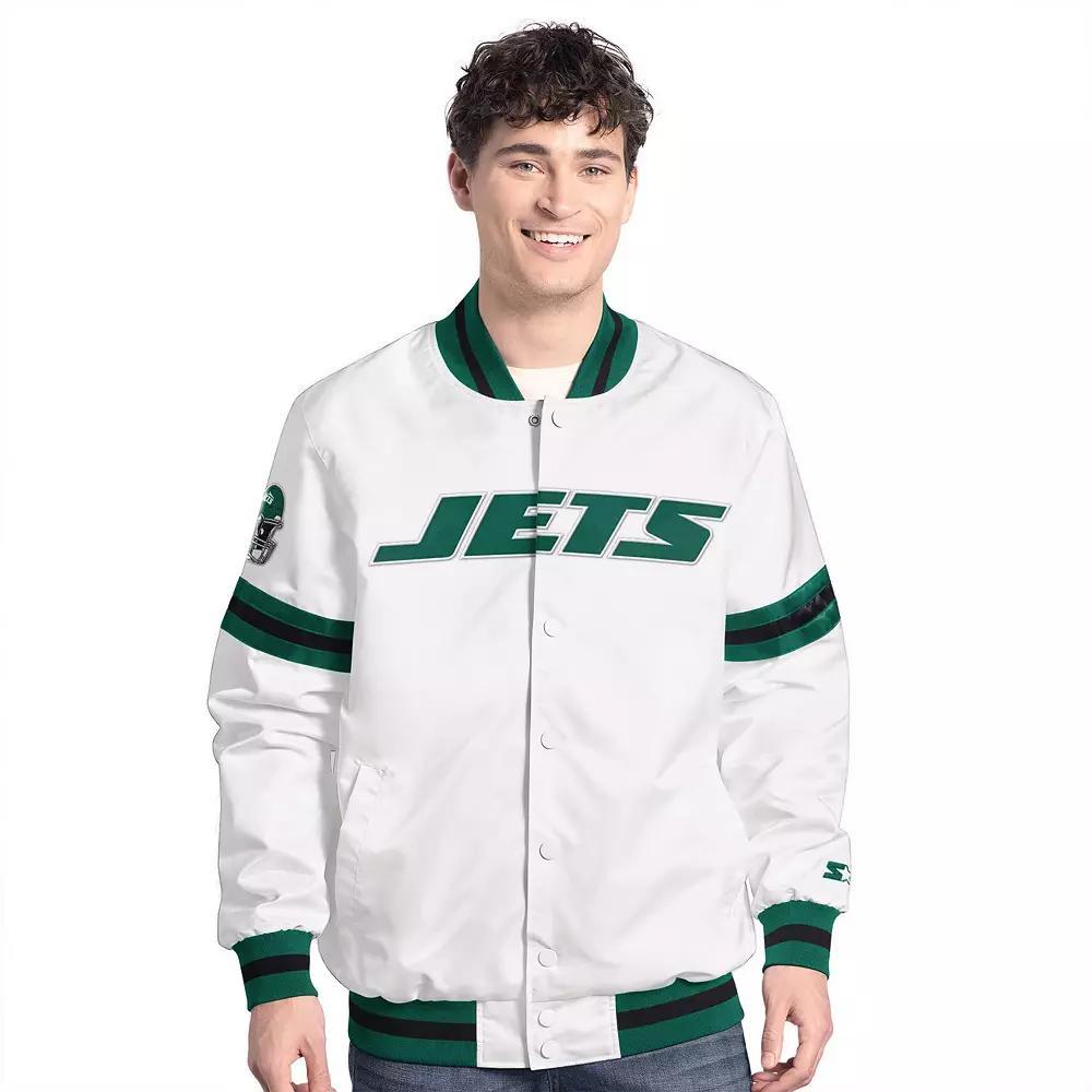 Men's Starter  White New York Jets Scout Full-Snap Varsity Jacket, Size: XL Product Image