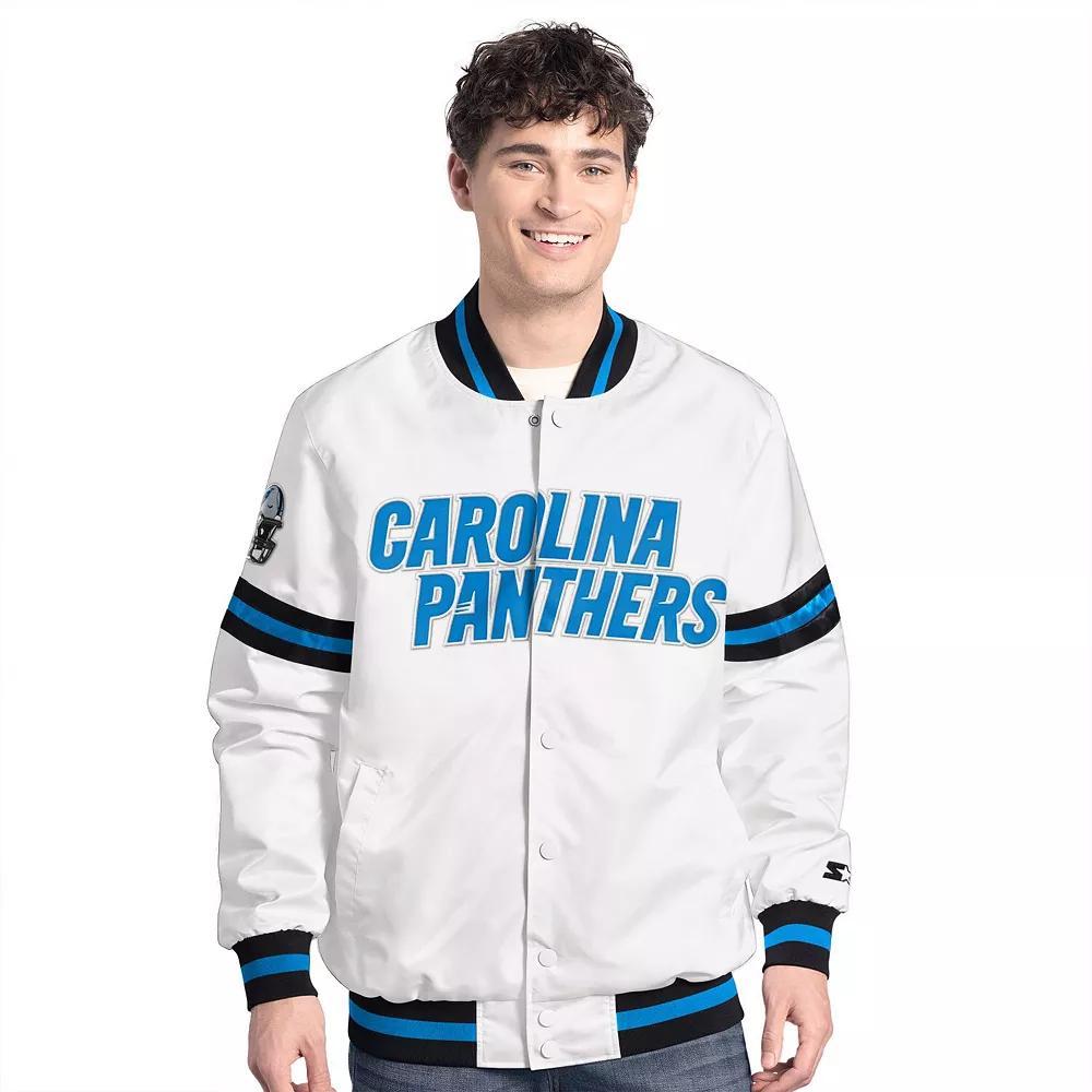 Men's Starter  White Carolina Panthers Scout Full-Snap Varsity Jacket, Size: XL Product Image