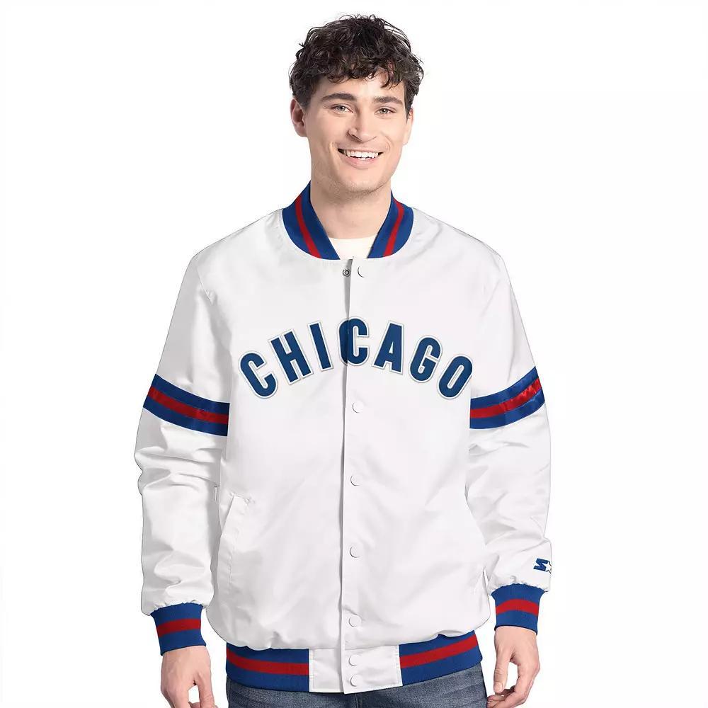 Men's Starter  White Chicago Cubs Cooperstown Scout Full-Snap Varsity Jacket, Size: Medium Product Image