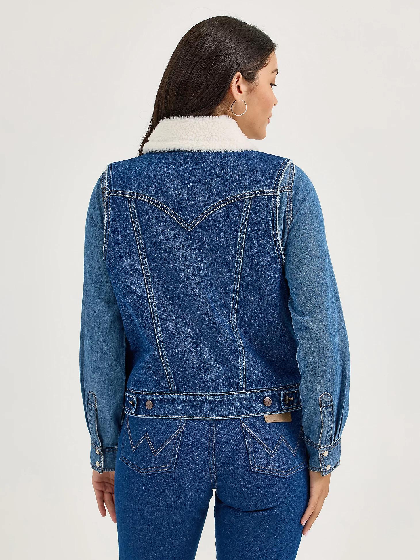Women's Wrangler Sherpa Lined Denim Vest | Women's JACKETS & OUTERWEAR | Wrangler® Product Image