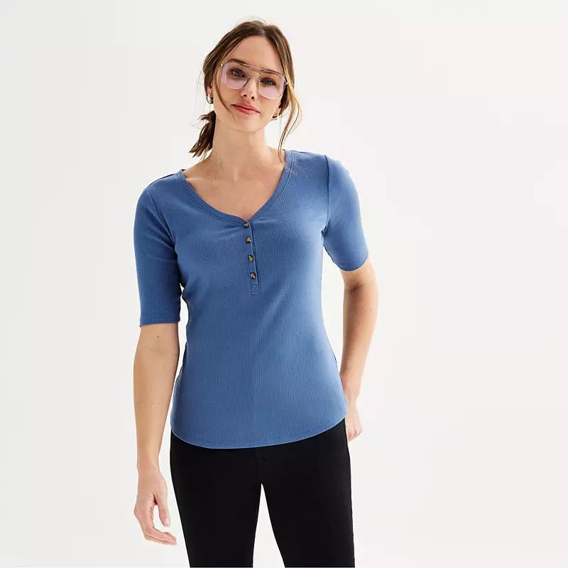 Womens Sonoma Goods For Life Slim-Fit Henley Manolo Green Product Image