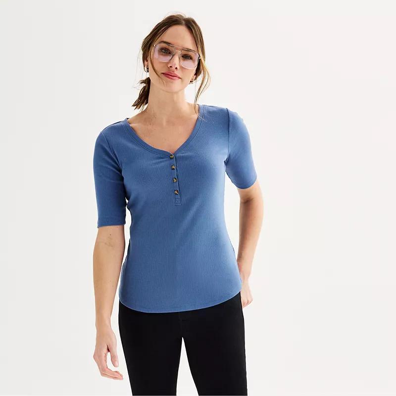 Womens Sonoma Goods For Life Slim-Fit Henley Manolo Green Product Image