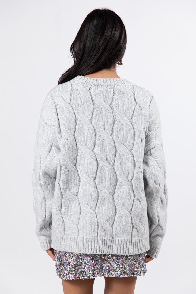 Steer Me Right Grey Oversized Cable Knit Sweater FINAL SALE Product Image