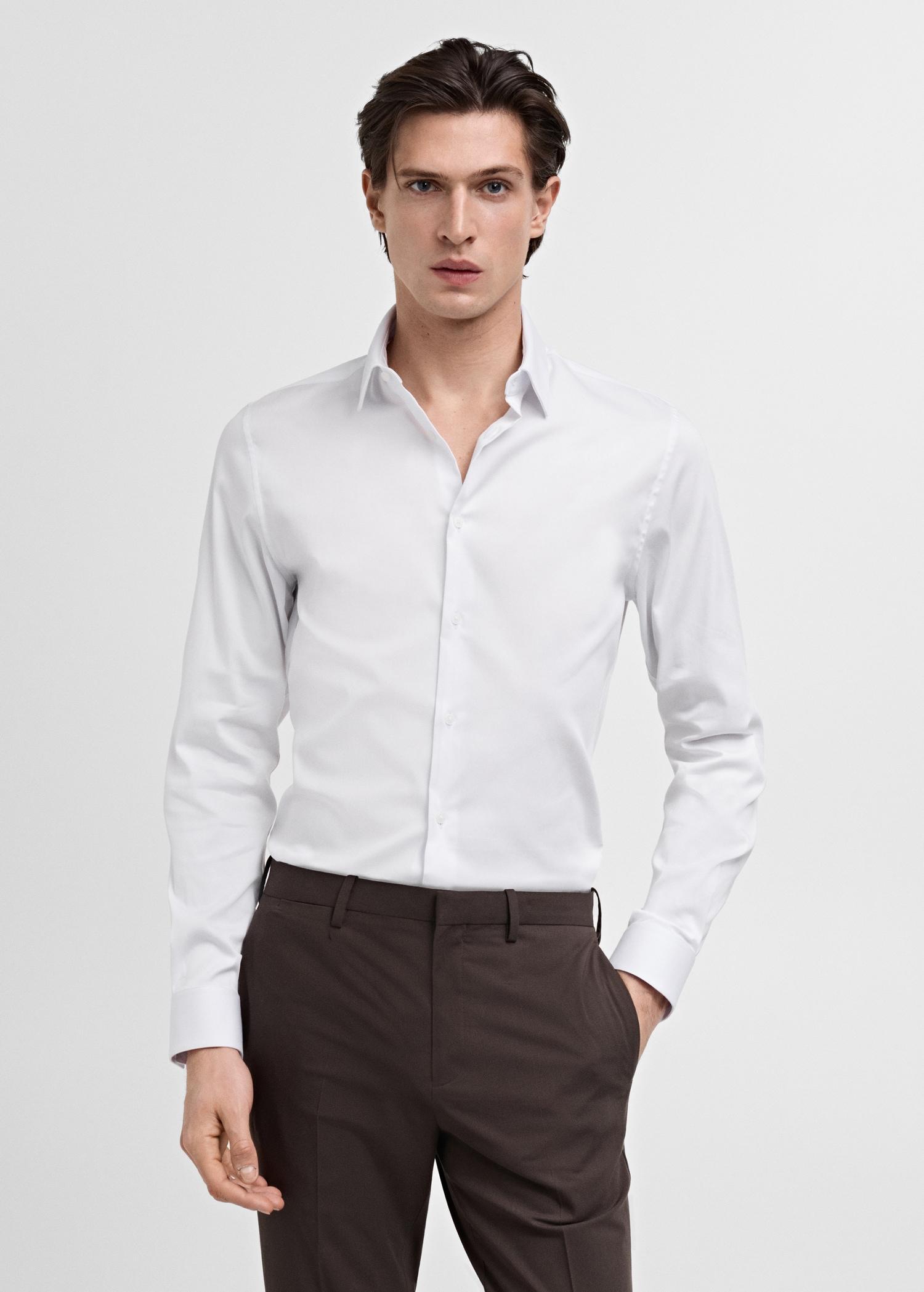 Slim fit cotton suit shirt - Men | MANGO USA Product Image