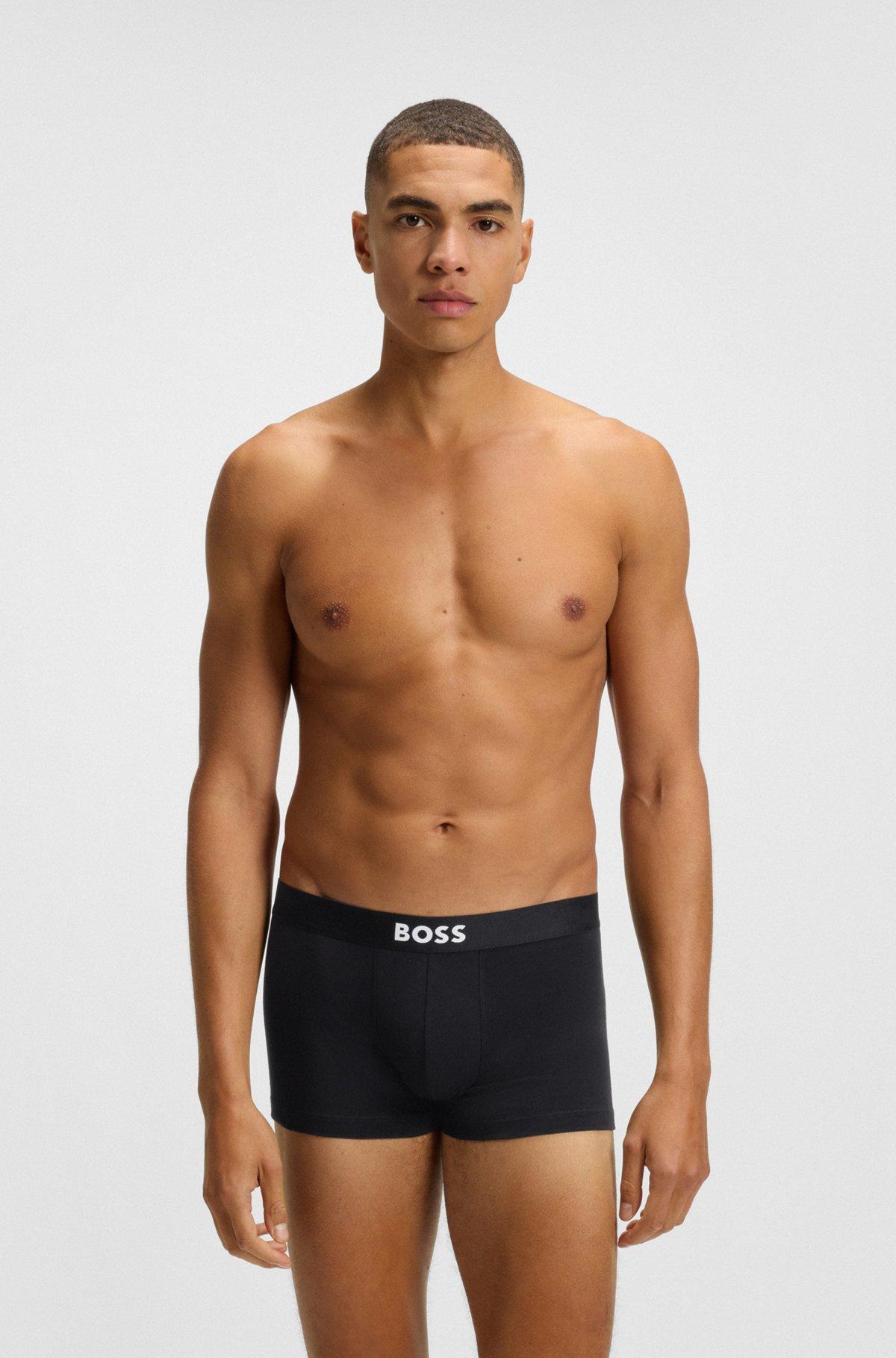 BOSS - Three-pack of stretch-cotton trunks with logo waistbands - Patterned Product Image