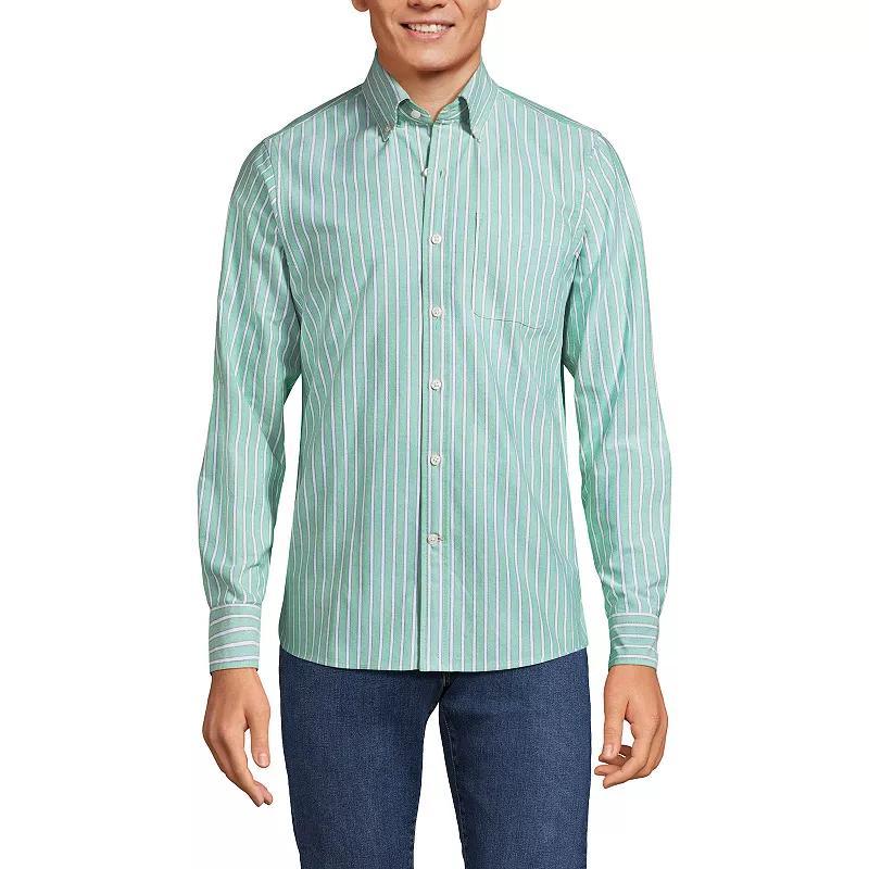 Mens Lands End Button-Down Sail Rigger Oxford Button-Down Shirt Green Product Image