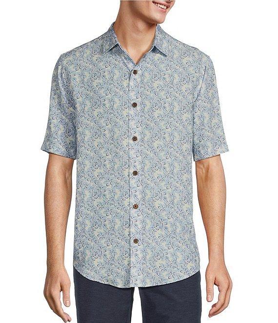Caribbean Flower Print Short Sleeve Woven Shirt Product Image