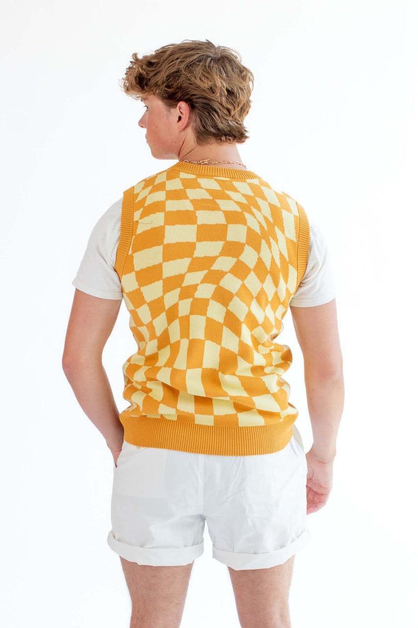 Orange Checkered Sweater Vest Product Image