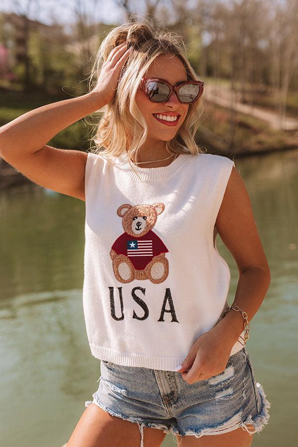 Beary Patriotic Embroidered Top Product Image