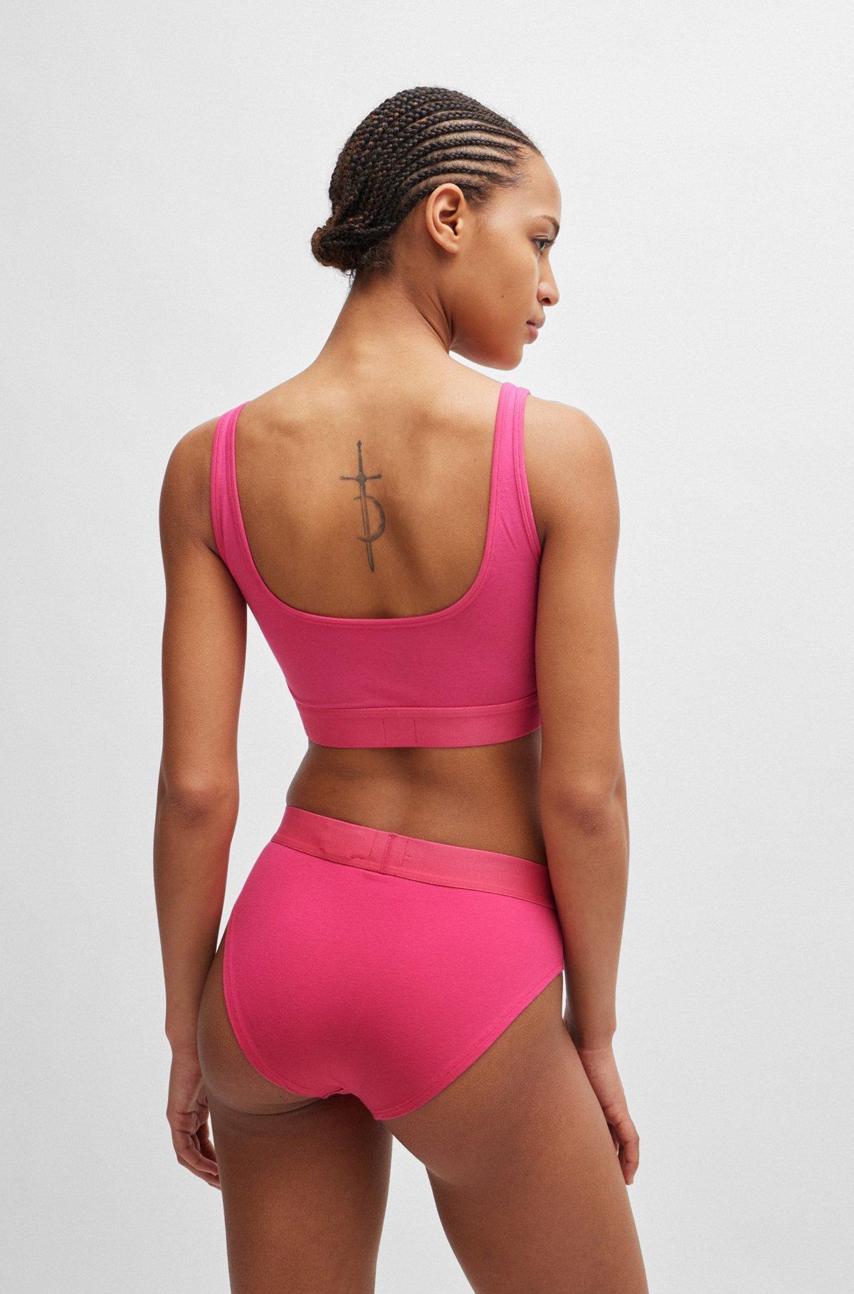 Stretch-cotton bralette with red logo label Product Image