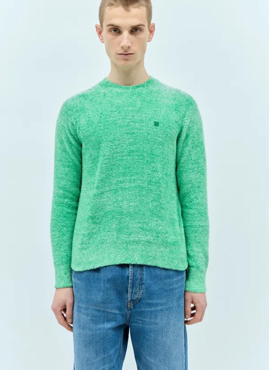 ACNE STUDIOS Textured Knit Sweater In Green Product Image