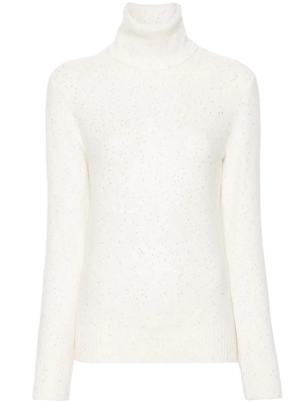 FABIANA FILIPPI Sequin Detail Roll Neck Jumper In Beige Product Image