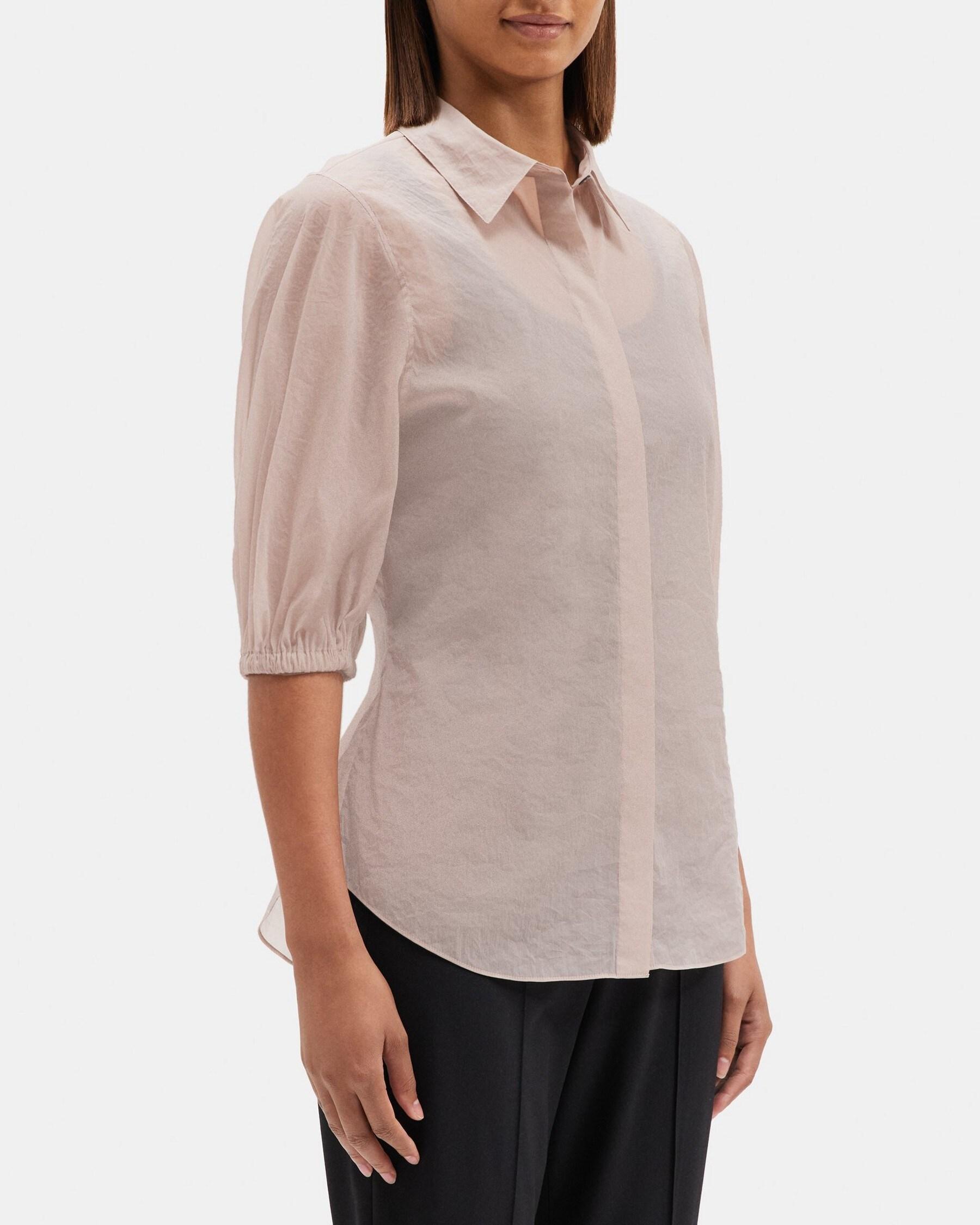 Cinched Short-Sleeve Shirt in Tech Taffeta Product Image
