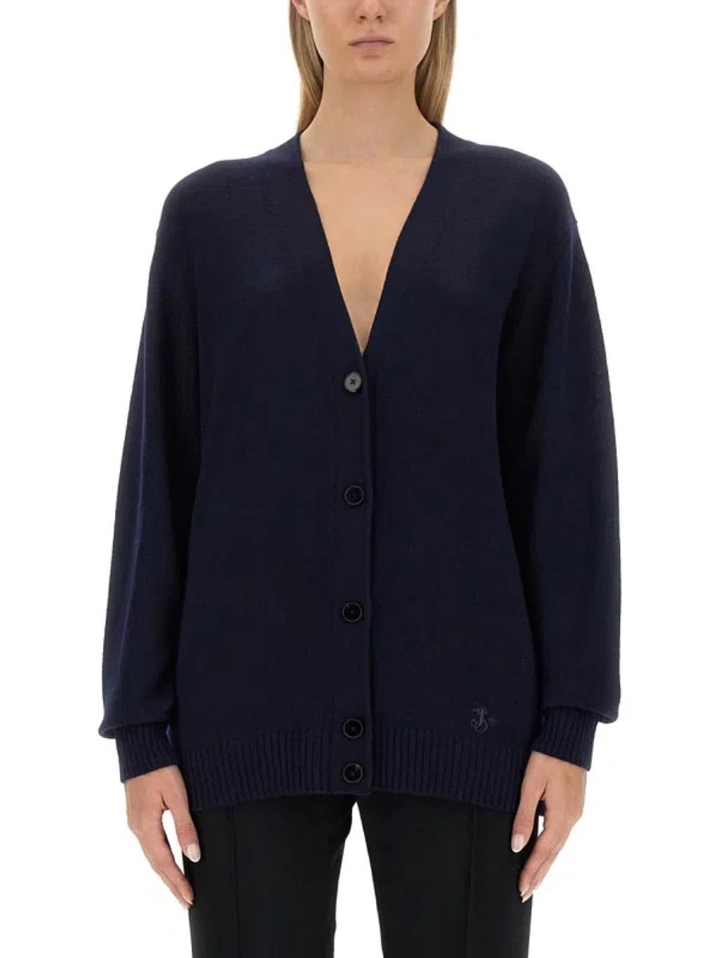 JIL SANDER Wool Cardigan In Blue Product Image