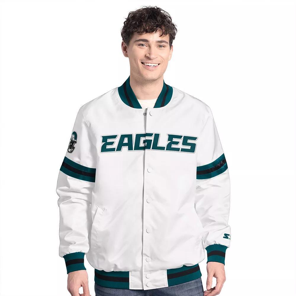 Men's Starter  White Philadelphia Eagles Scout Full-Snap Varsity Jacket, Size: Small Product Image