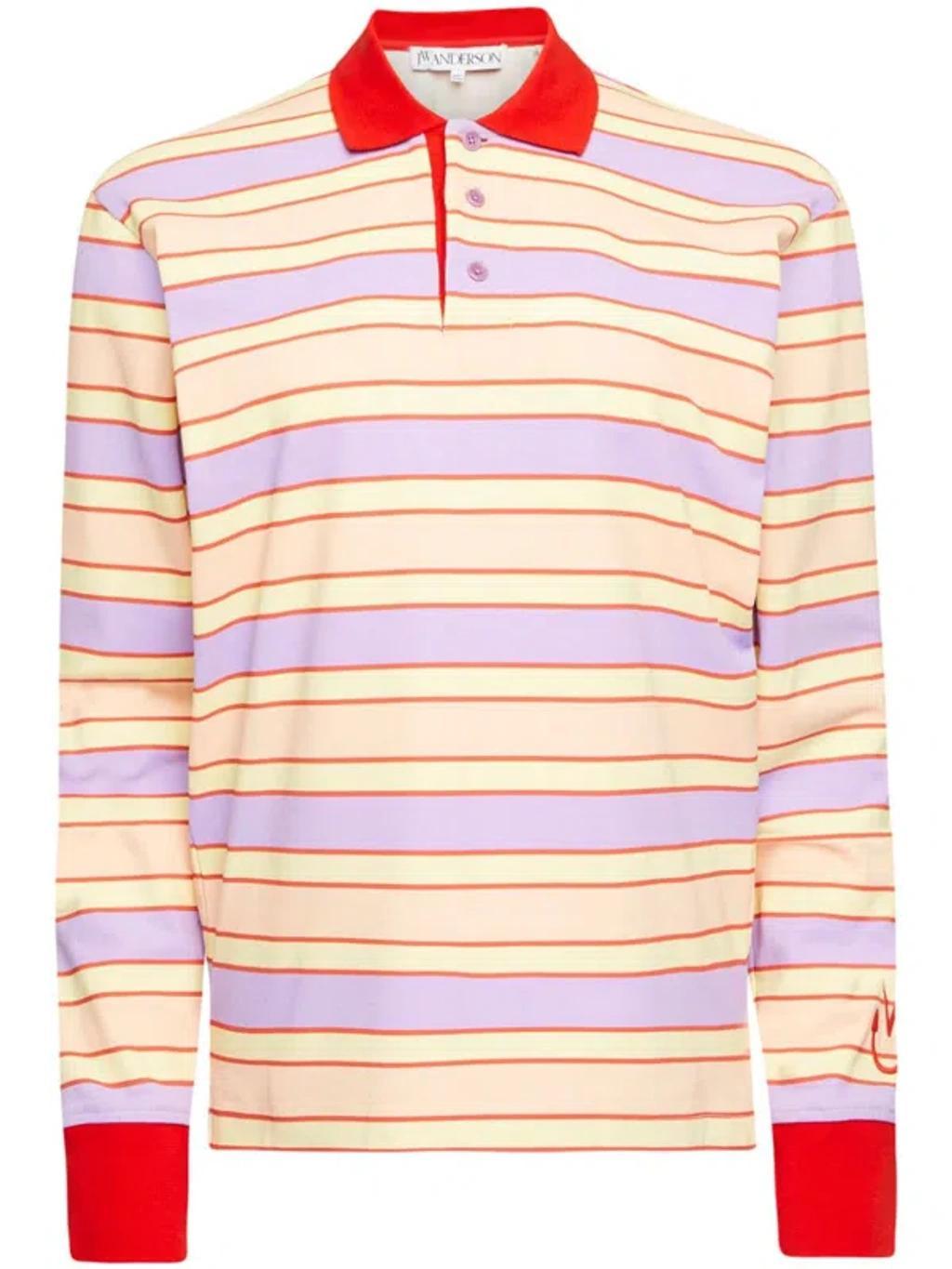 JW ANDERSON Striped Polo Top In Nude Product Image