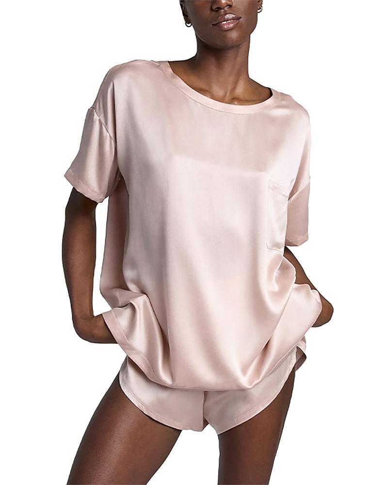 Womens Washable Silk Tee 2-Piece Pajama Set Product Image