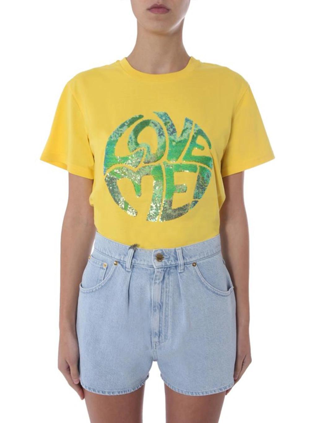 ALBERTA FERRETTI Sequinned Print T-shirt In Yellow Product Image