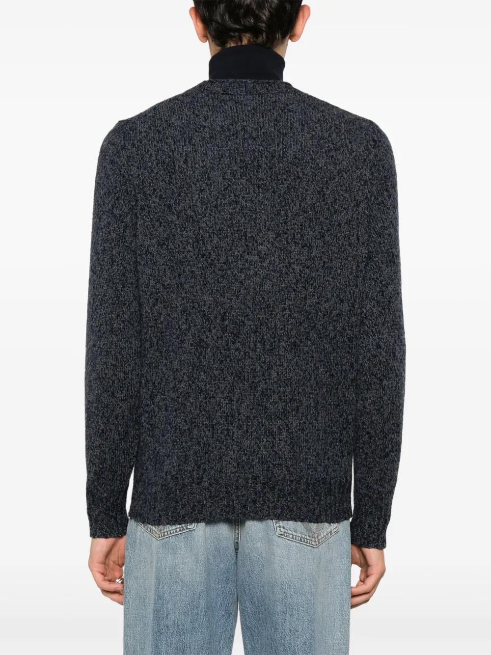 BRUNELLO CUCINELLI Mélange-effect Crew-neck Jumper In Blue Product Image