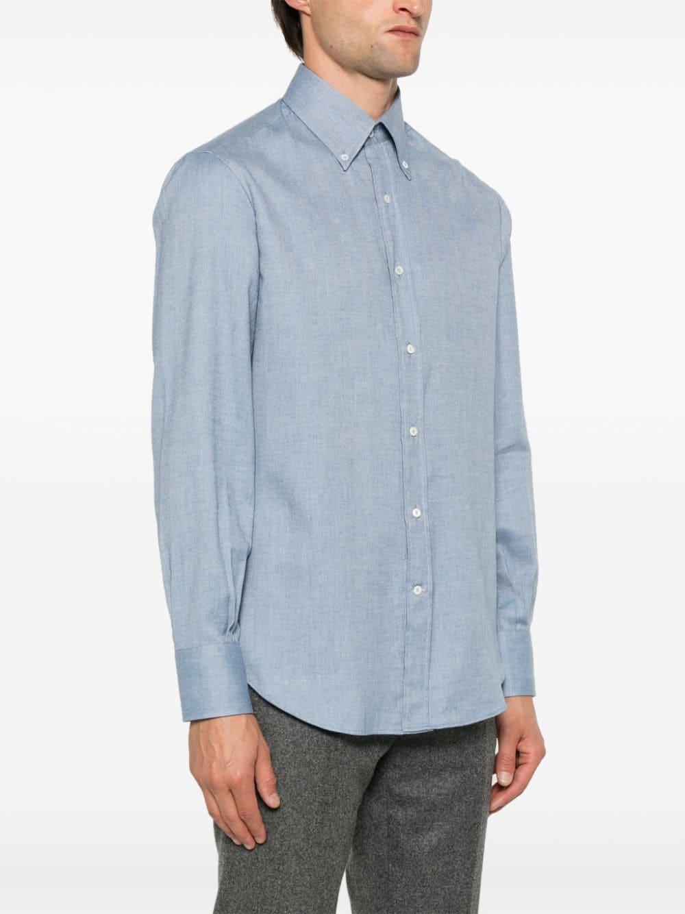 BRUNELLO CUCINELLI Herringbone Shirt In Blue Product Image