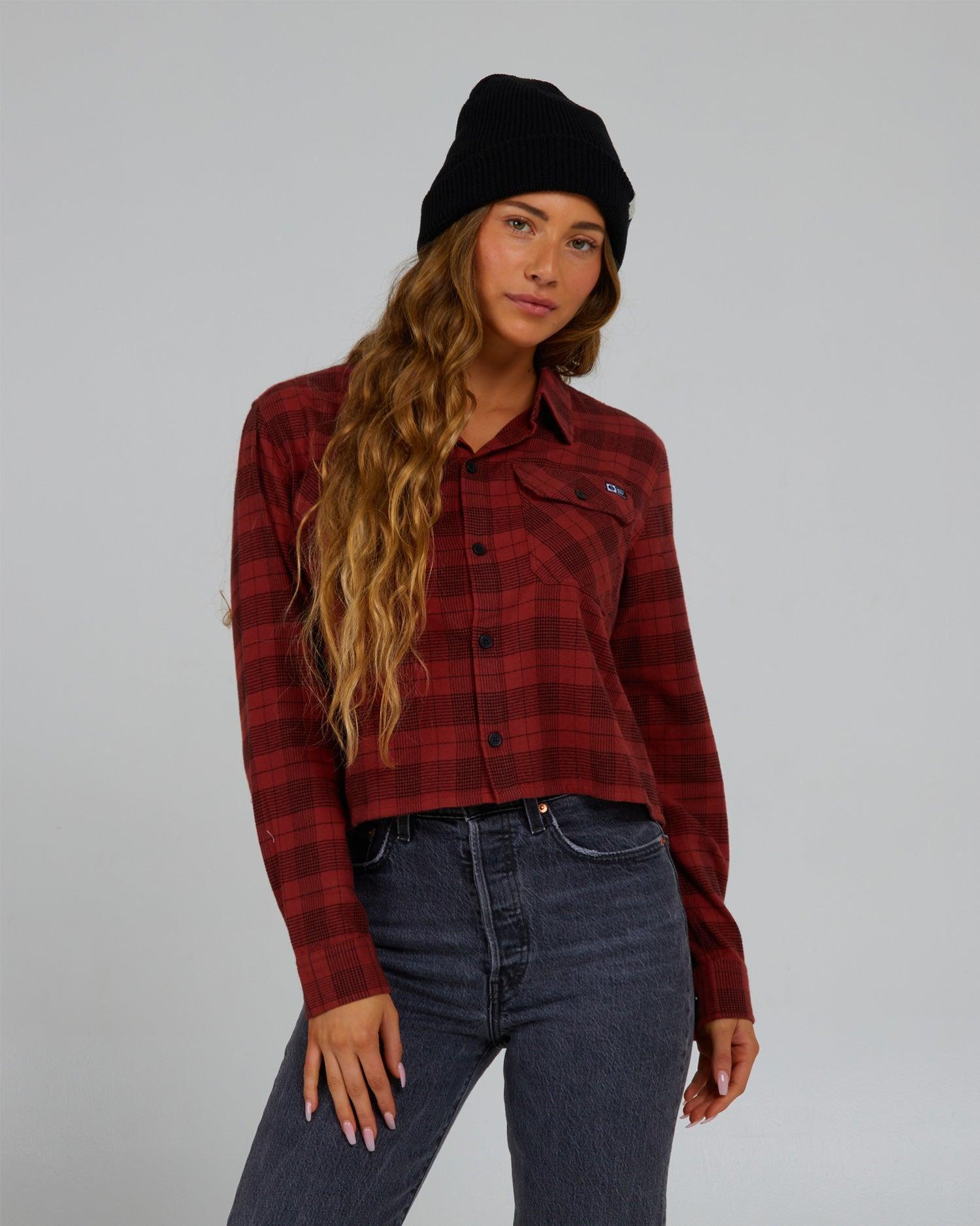 Stay Golden Crop Flannel - Baked Apple Female Product Image