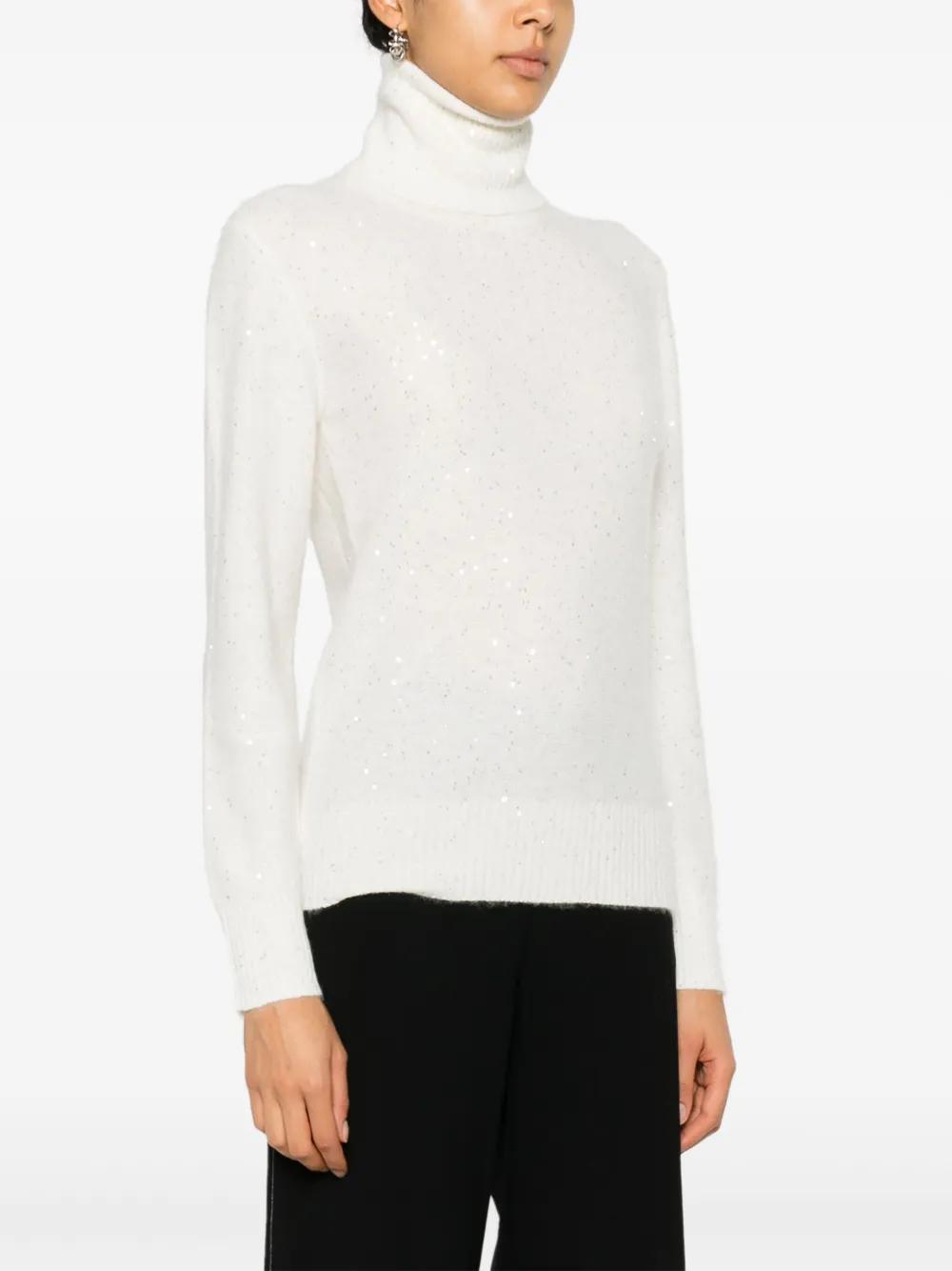 FABIANA FILIPPI Sequin Detail Roll Neck Jumper In Beige Product Image