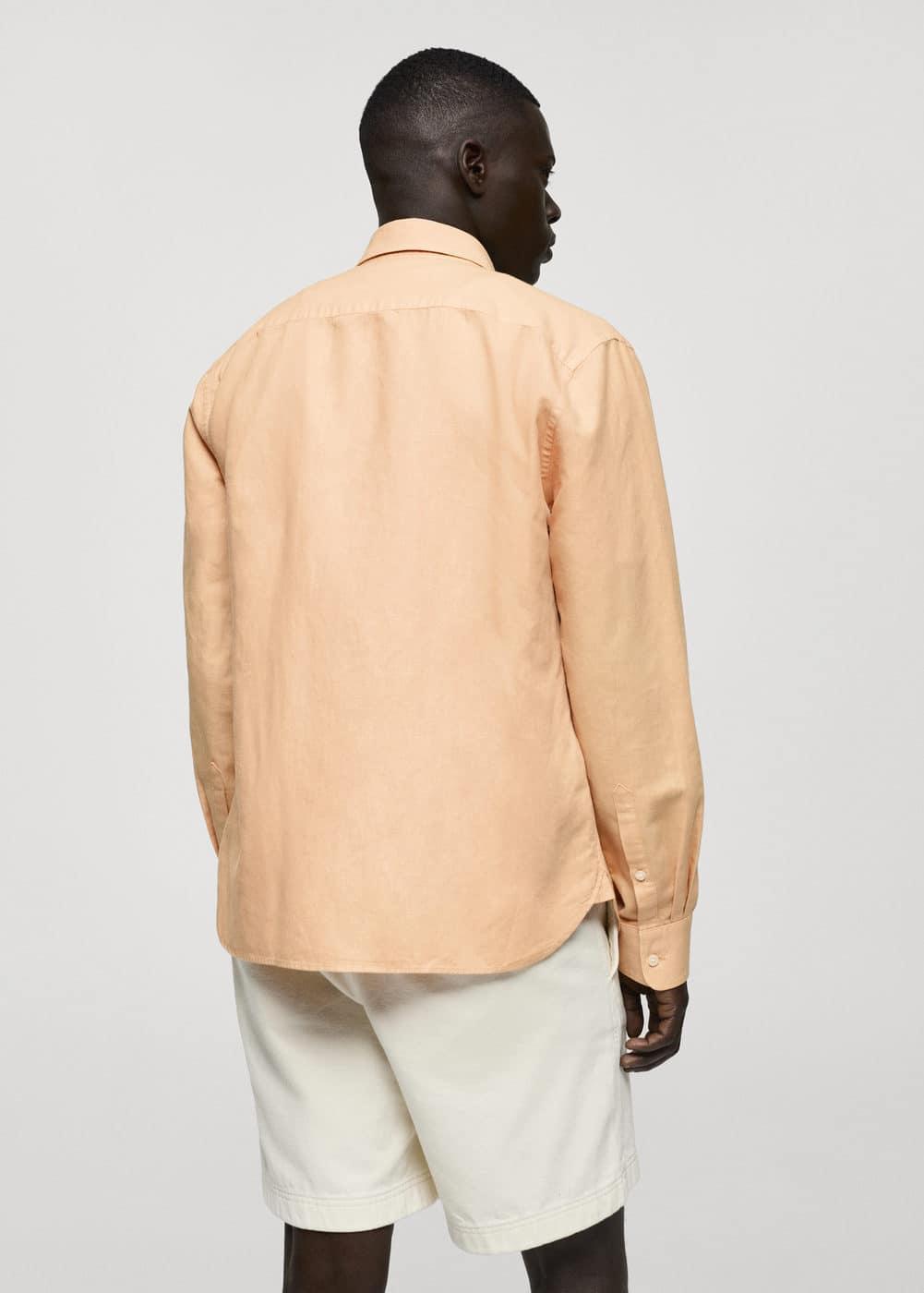 Mango Mens Slim Fit Linen Blend Shirt Product Image