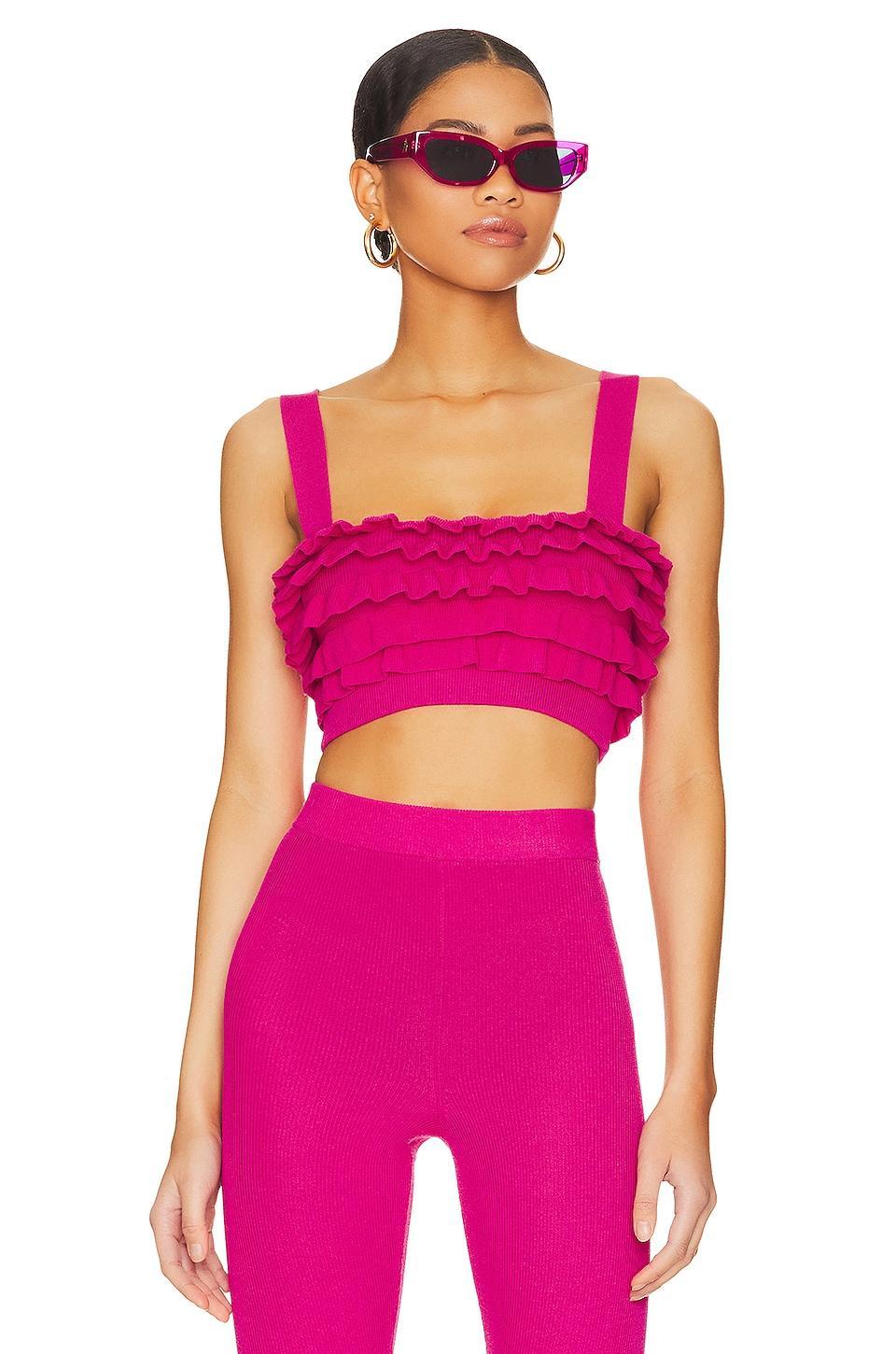 Razi Ruffle Knit Crop Top Lovers and Friends Product Image
