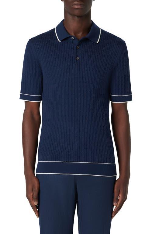 Men's Cable-Knit Polo Sweater Product Image
