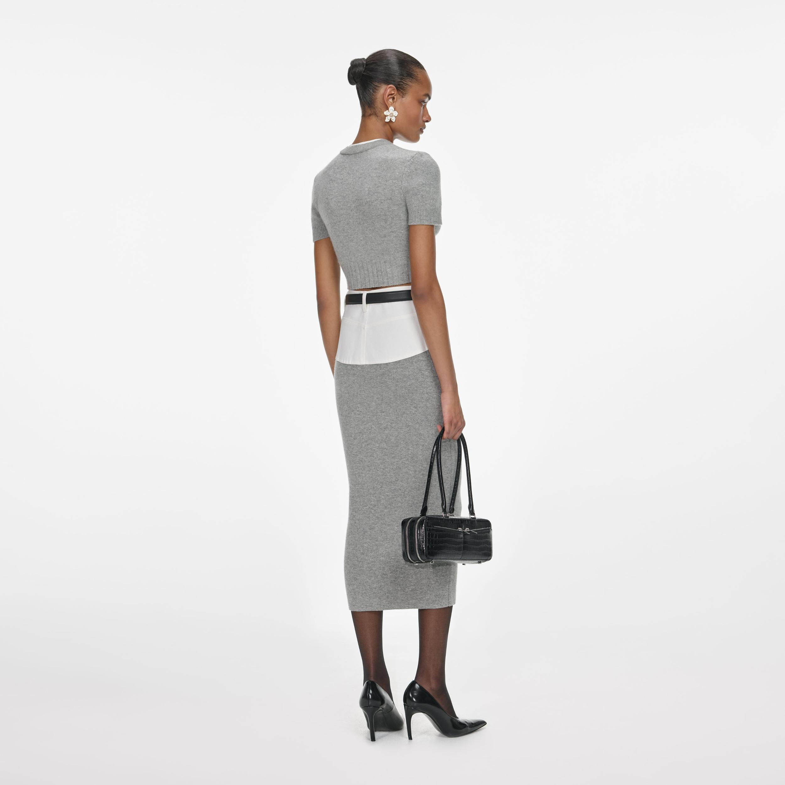Grey Short Sleeve Knit Top Product Image