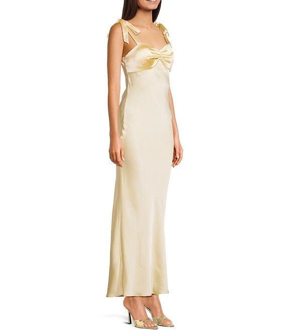 Dear Moon Sweetheart Neck Twist Front Tie Shoulder Long Dress Product Image