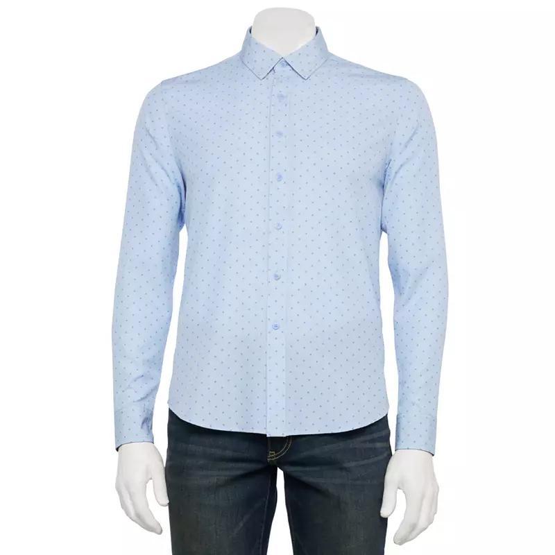 Men's Thomas Sterling Long Sleeve Button Down Shirt, Size: Medium, Blue Print Product Image