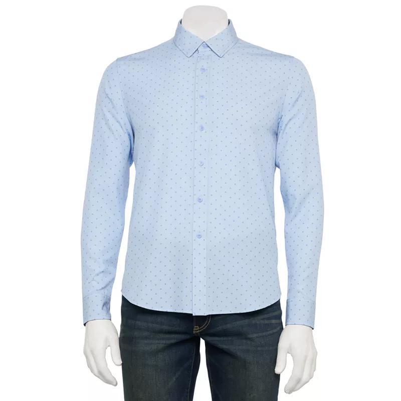 Men's Thomas Sterling Long Sleeve Button Down Shirt, Size: Medium, Blue Print Product Image