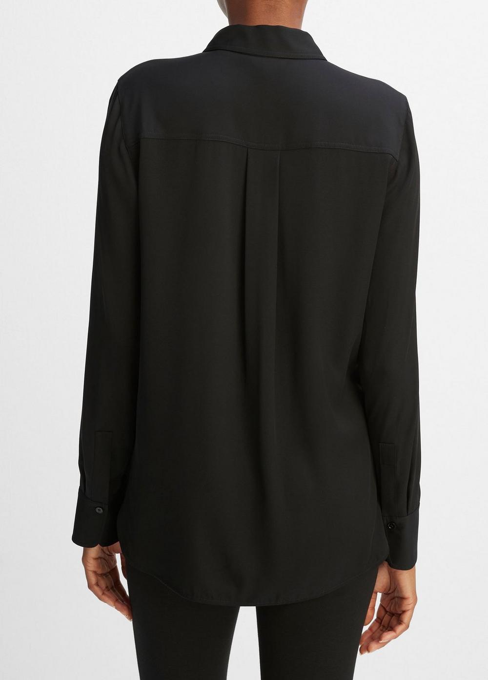 Womens Slim Fitted Stretch-Silk Blouse, Optic White, Size L Vince Product Image