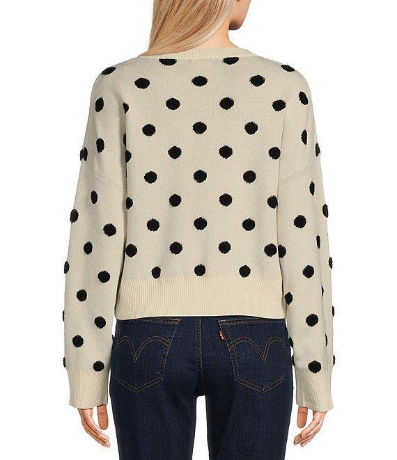 Originality Long Sleeve Drop Shoulder Boxy Pullover Polka Dot Sweater Product Image