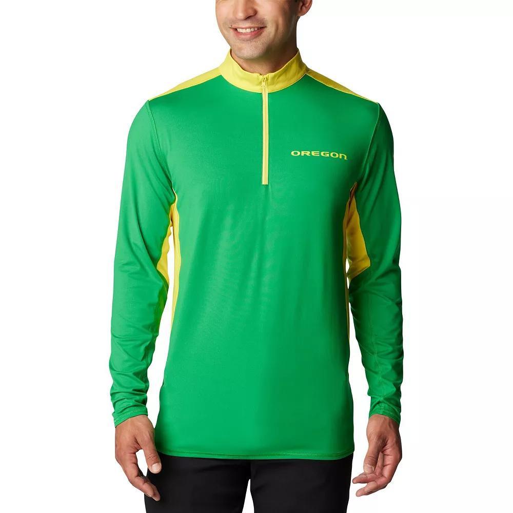 Men's Columbia Green Oregon Ducks Tech Trail™ Omni-Shade Quarter-Zip Top, Size: XL Product Image