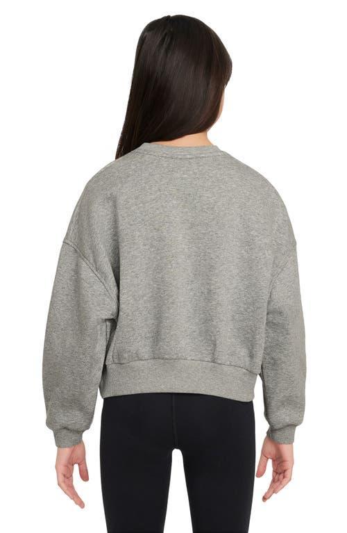 Nike Kids' Sportswear Club Fleece Crewneck Sweatshirt in Dark Grey Heather/White at Nordstrom Product Image