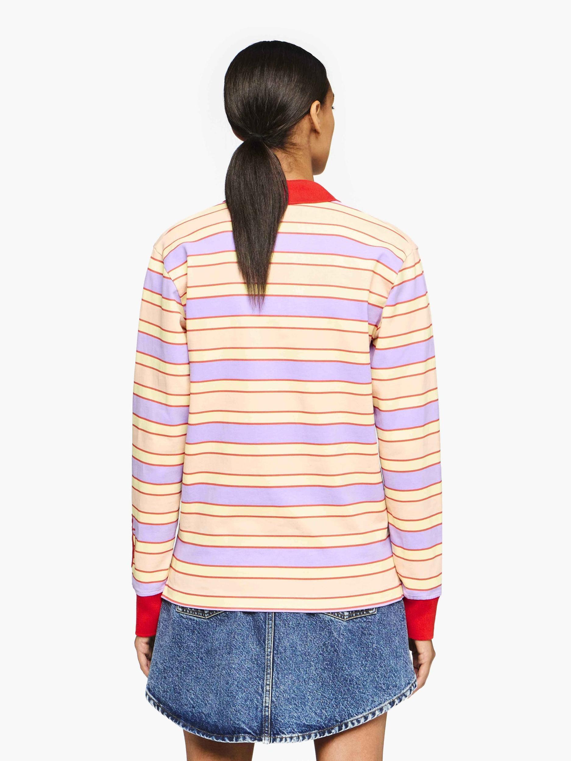 CONTRAST TRIM STRIPED POLO TOP Product Image